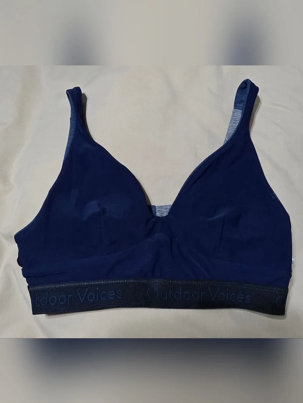 Outdoor Voices Seamless Plunge Sports Bra Colorblock Gym Lightweight Size XS